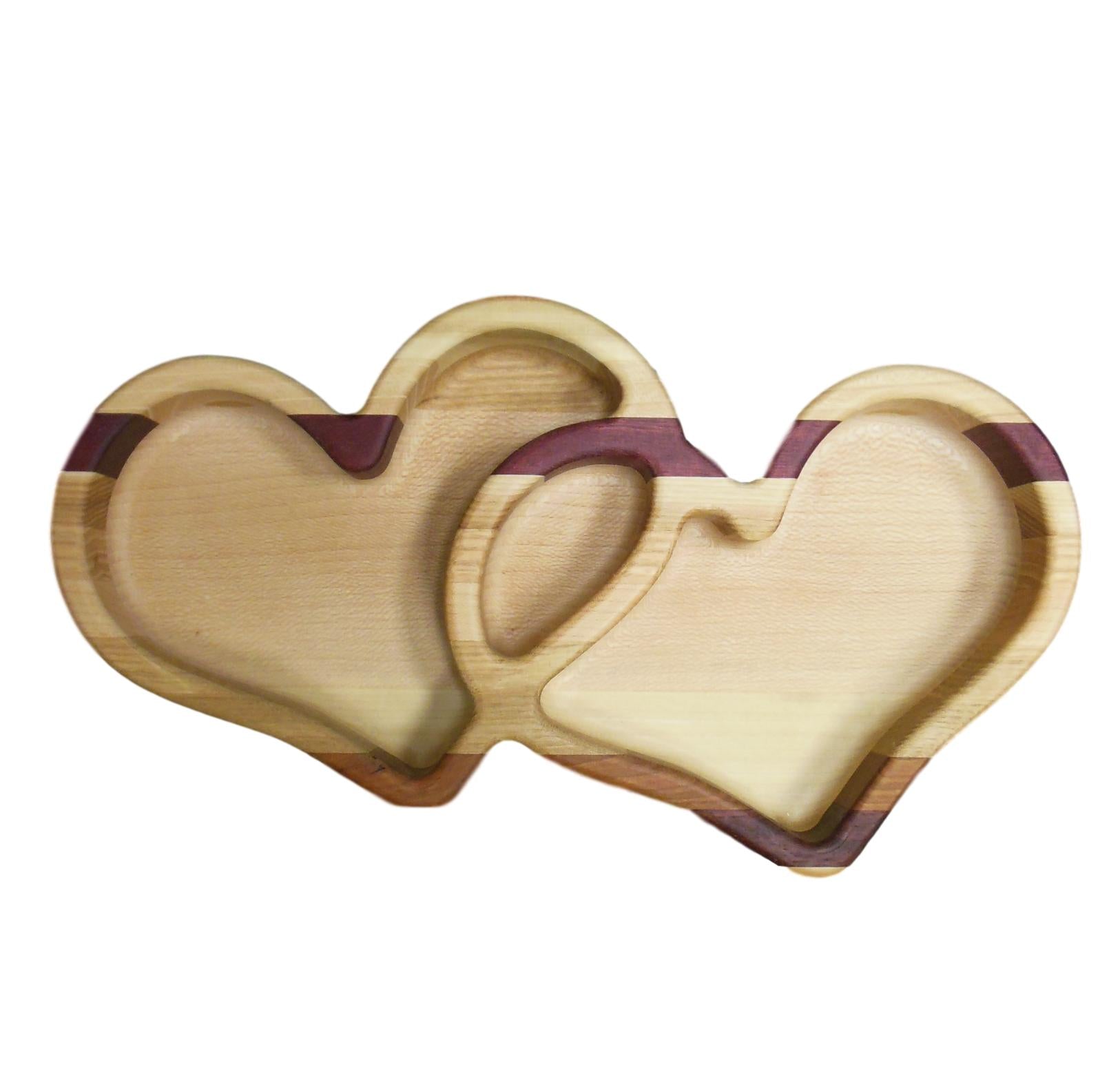 Multicolored Wooden Double Heart Tray