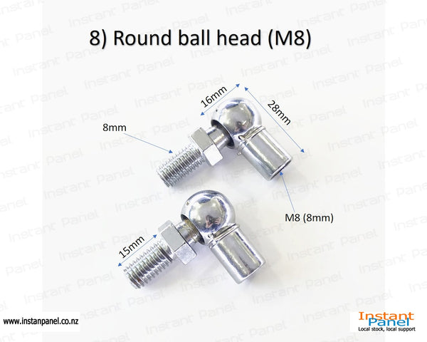 Gas Struts Terminals M8 - Round Ball Head Internal Thread M8 Bolt M8