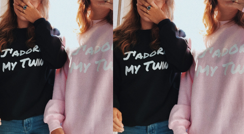 j'adore my twin sweater in black and pink