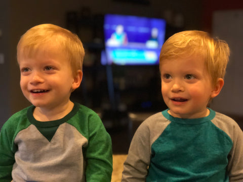 Twin boys smiling Twinning Store