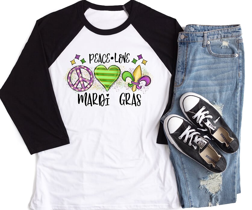 mardi gras raglan shirt