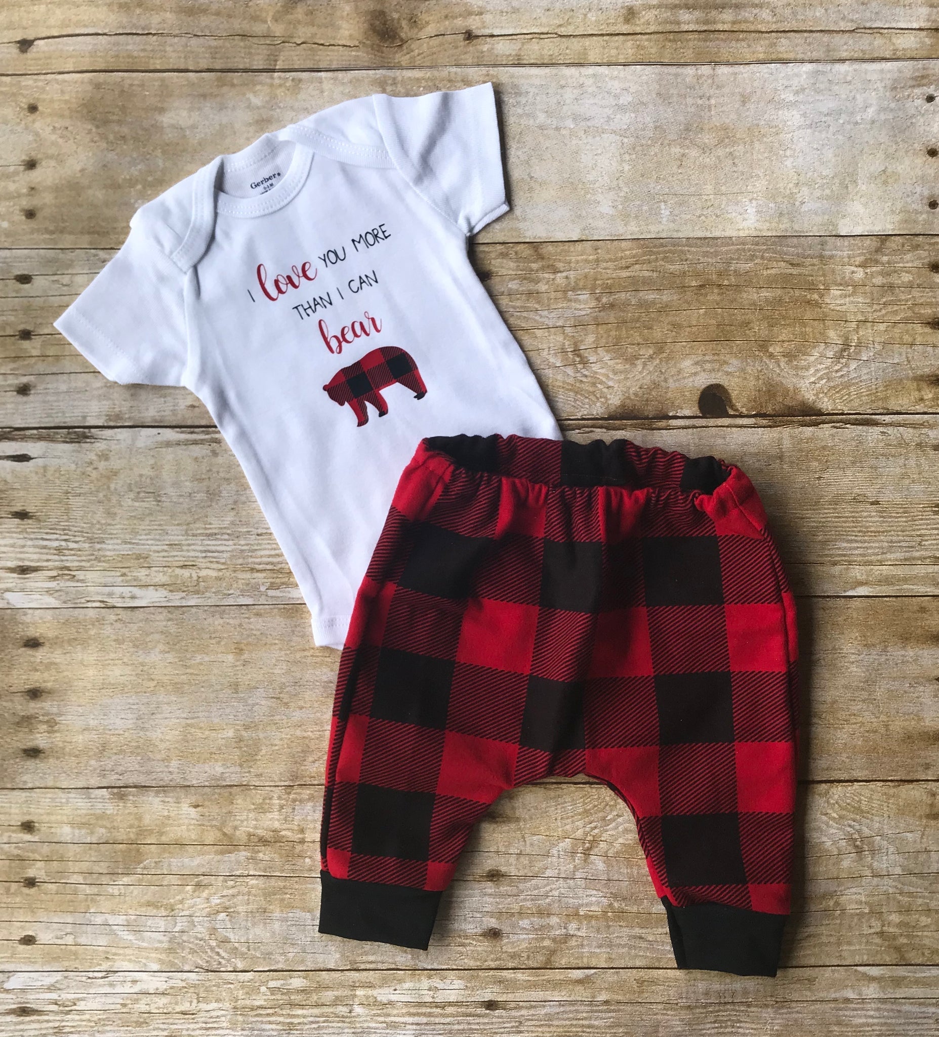 buffalo plaid infant outfit