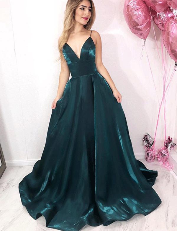 green long prom dresses