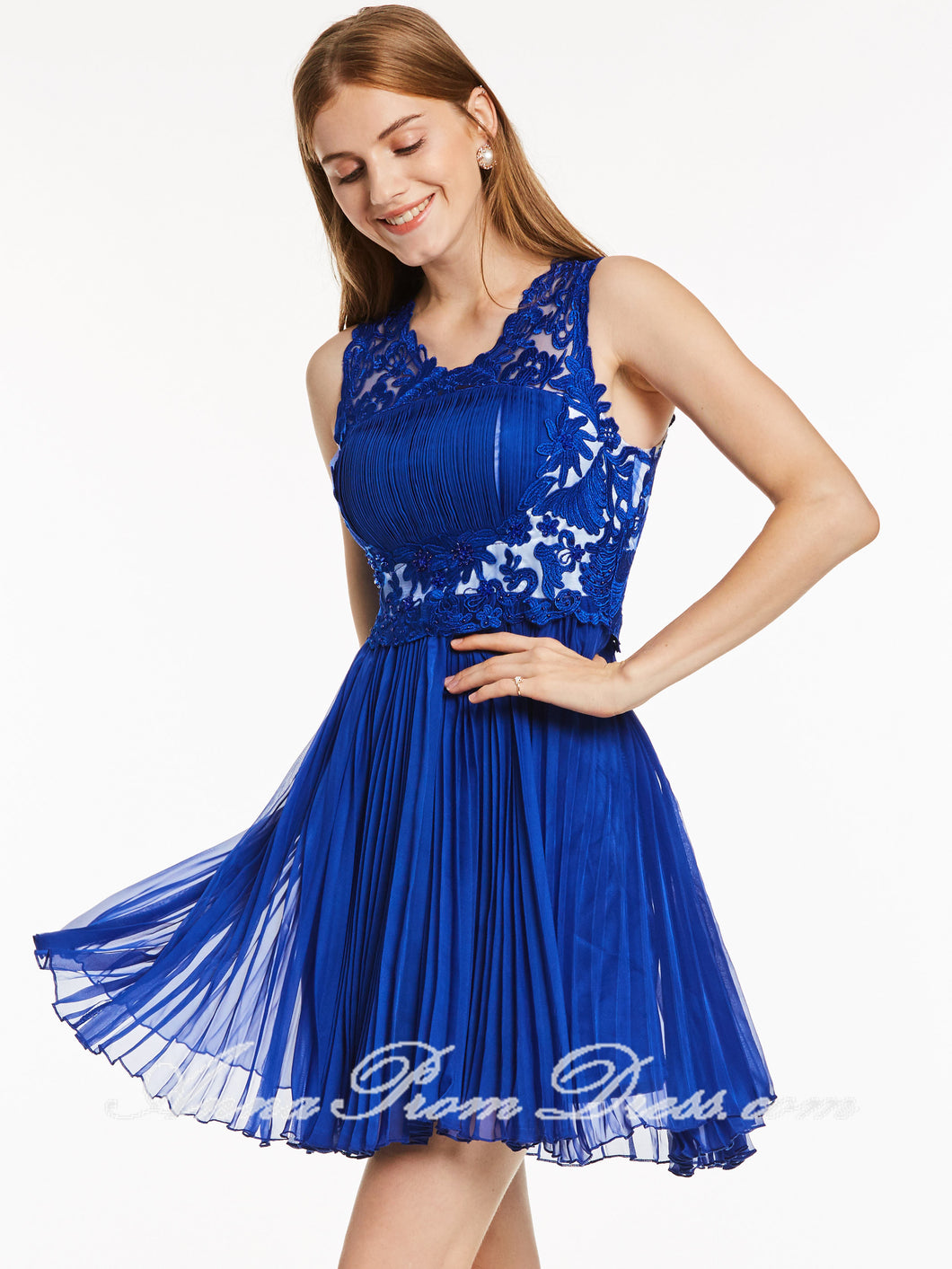 Sexy Homecoming Dress V Neck A Line Lace Royal Blue Short Prom Dress P Anna Promdress 8498