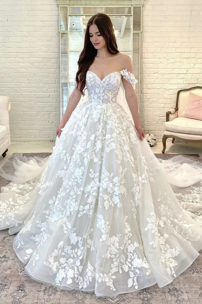 White Lace Long Ball Gown Dress Formal Dress GJS358 – Anna PromDress