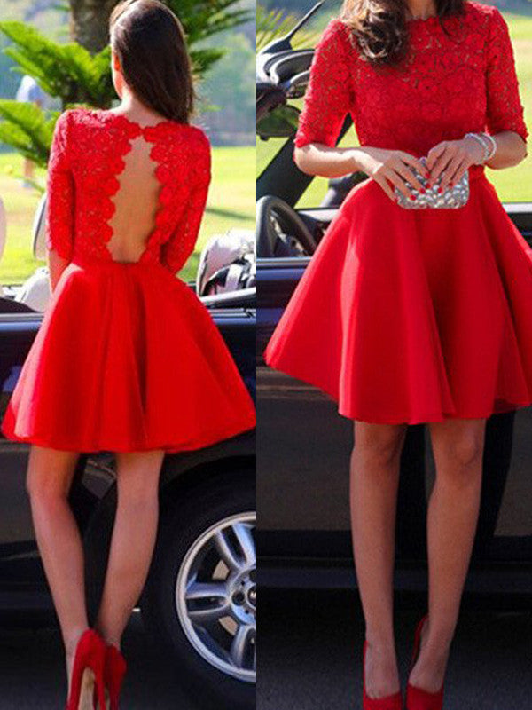 classy prom dresses,Red A-line Bateau Short Mini Chiffon Homecoming Dr ...