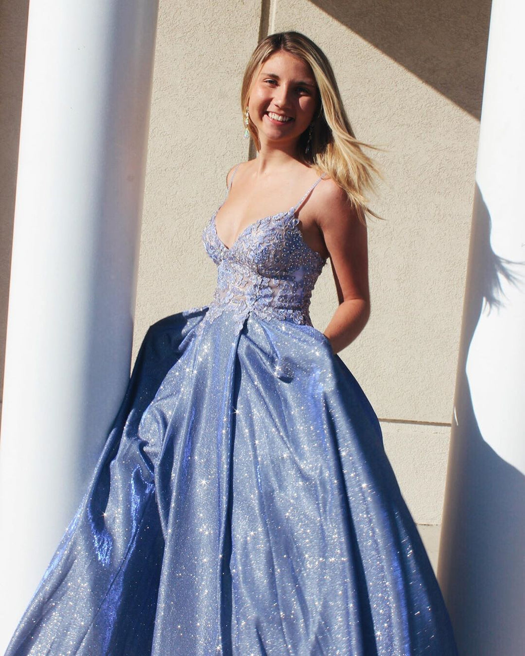 blue sparkle gown