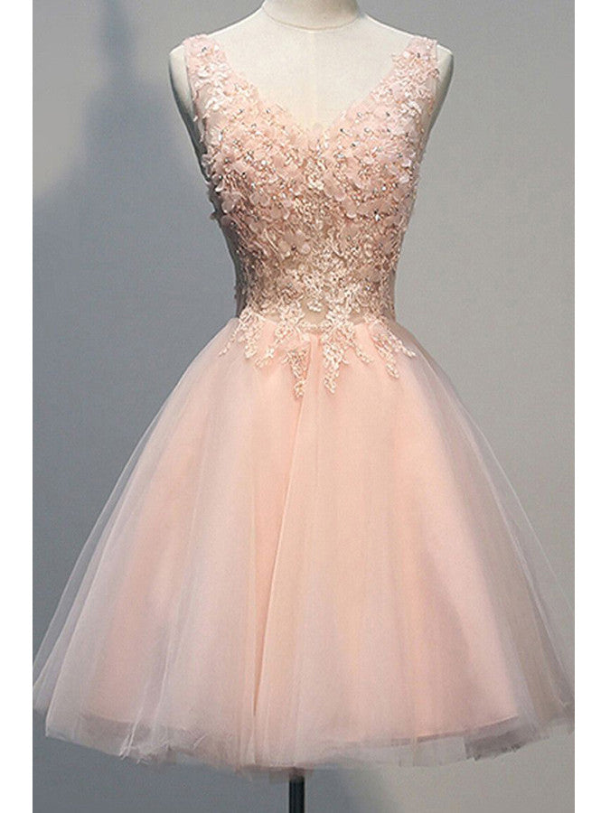 2022 Homecoming Dress Tulle Lace Short Prom Dress Party Dress Pearl Pi ...