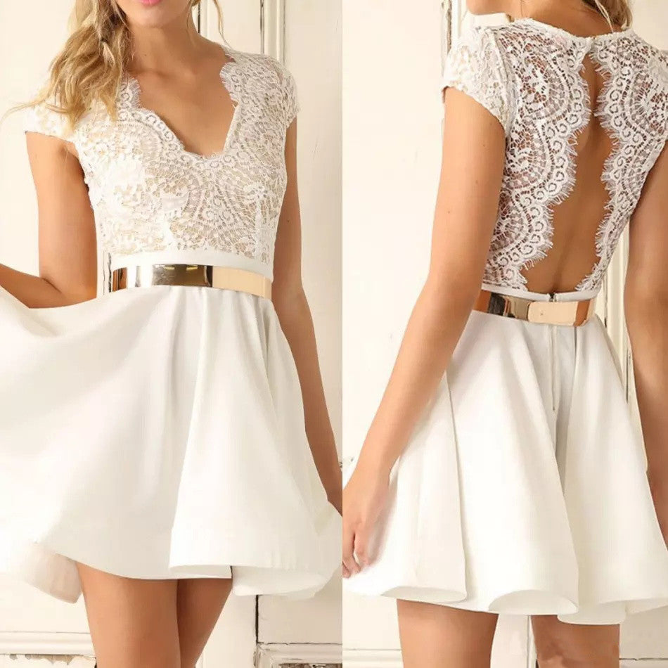 2022 Homecoming Dress White Lace Sexy Short Prom Dress Party Dress JK1 ...