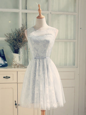 Cute Homecoming Dress Scoop Lace-up Tulle Lace Short Prom Dress Party ...