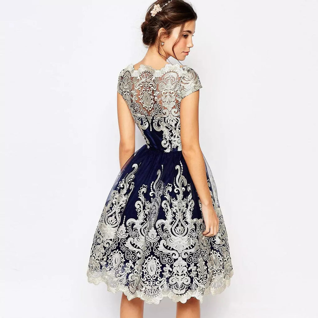 Cute Homecoming Dress Dark Navy Appliques Short Prom Dress Party Dress ...