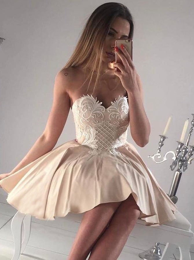 Beautiful Homecoming Dress Sexy Fashion Appliques Short Prom Dress Par ...