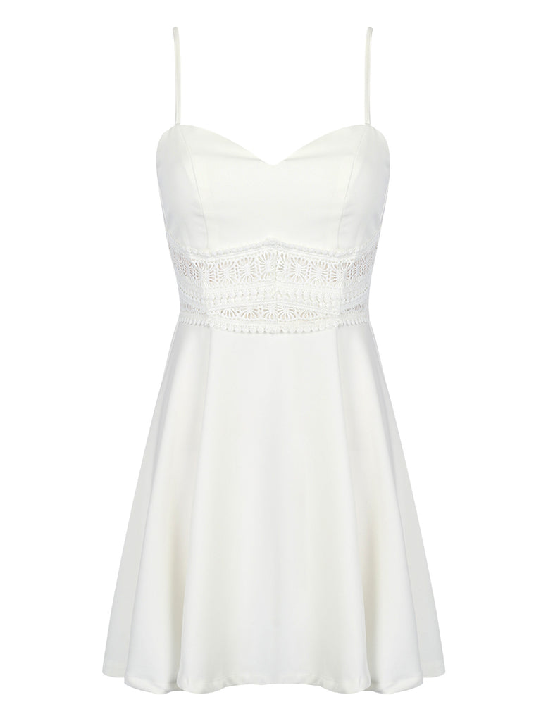 Sexy White Homecoming Dress Spaghetti Straps Lace Short Prom Dress Par ...