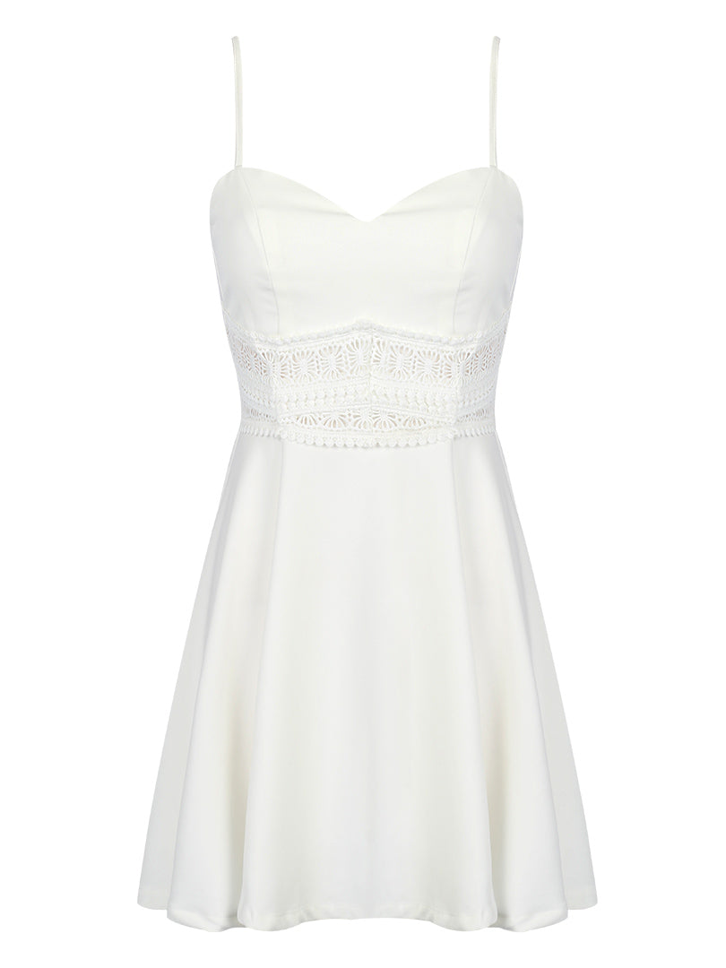 Sexy White Homecoming Dress Spaghetti Straps Lace Short Prom Dress Par ...