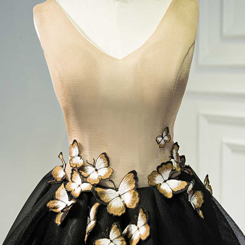 Little Black Dresses Homecoming Dress Butterfly V-neck Short Prom Dres ...