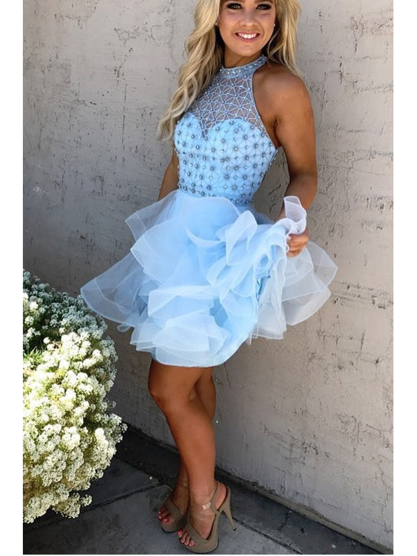 sky blue dress short