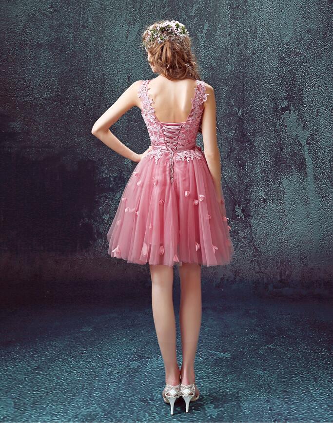 Sexy Homecoming Dress A Line V Neck Lace Tulle Short Prom Dress Party Anna Promdress