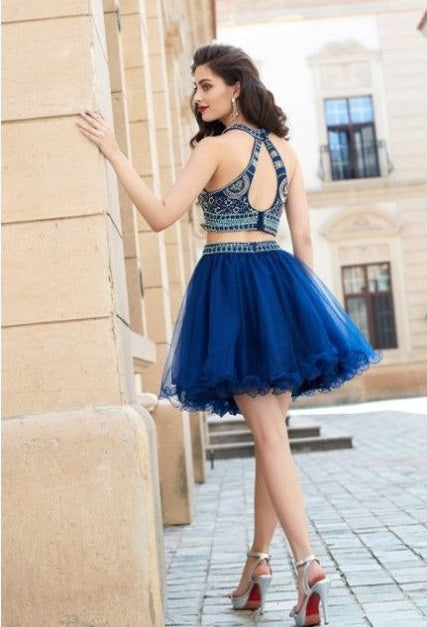 Two Piece Homecoming Dresses Sparkly Aline Short Prom Dress Chic Party ...