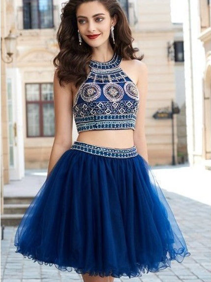 Two Piece Homecoming Dresses Sparkly Aline Short Prom Dress Chic Party ...