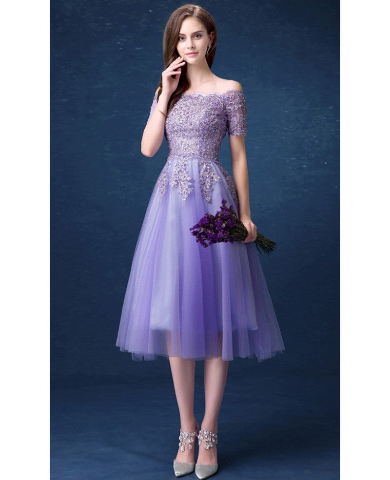 Lilac Homecoming Dresses Off The Shoulder Chic Short Prom Dress Party