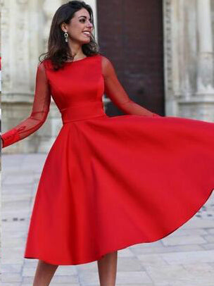 red short dress long sleeve