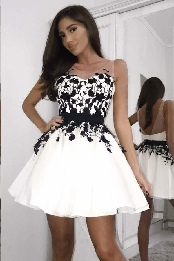 Black and White Homecoming Dresses Chic Short Prom Dress ...