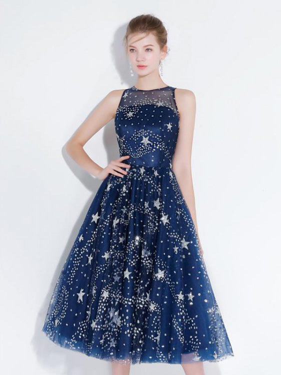 Chic Homecoming Dresses Stars A Line Lace Sparkly Short Prom Dress ...