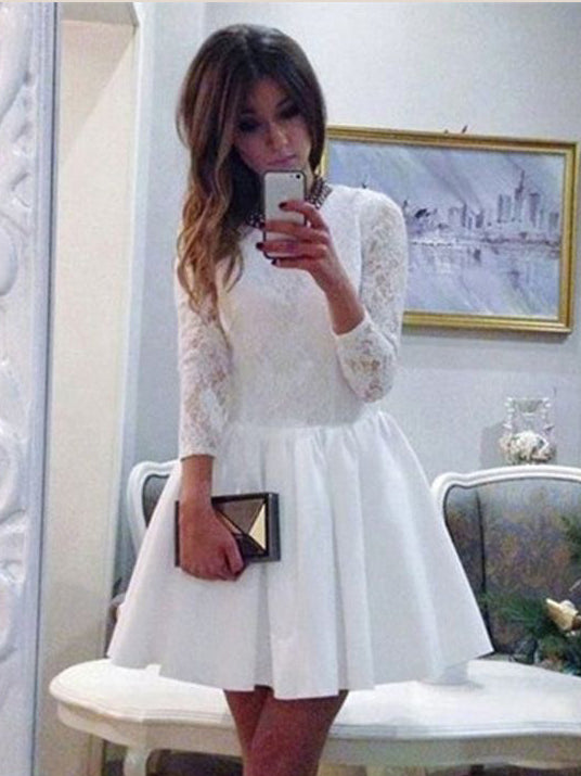 white dress short long sleeve