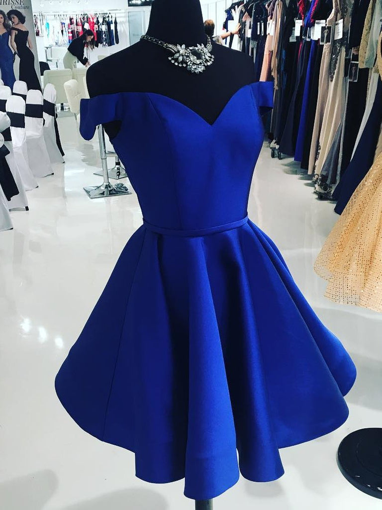 Cute Homecoming  Dresses  A line Off the shoulder Royal Blue 