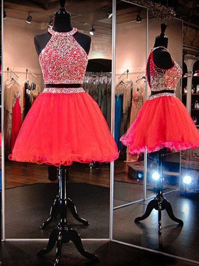 red sparkly formal dress