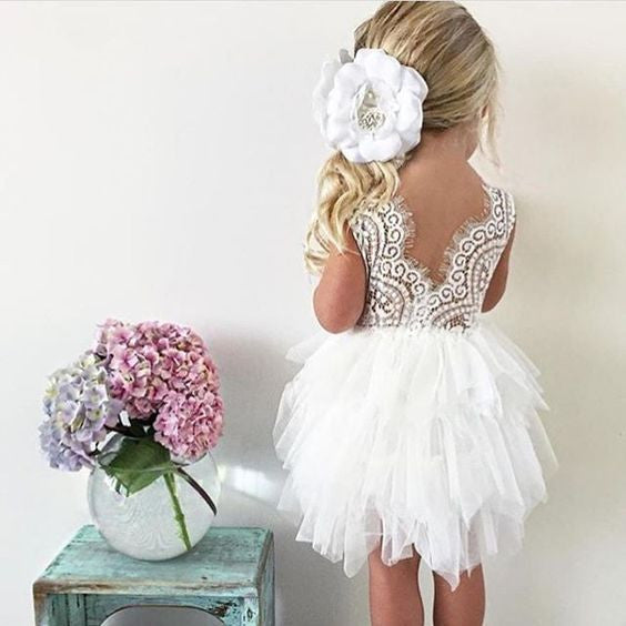 Flower Girl Dresses Cheap Pink White Lace Tulle JKF005 – Anna PromDress