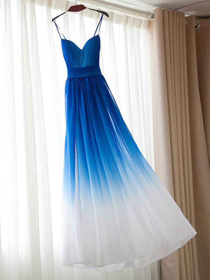 Prom Dresses Royal Blue Ombre Spaghetti Straps Prom Dressevening Dres
