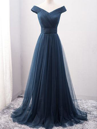 Cheap Prom Dresses Off-the-shoulder Long Tulle Prom Dress/Evening Dres ...