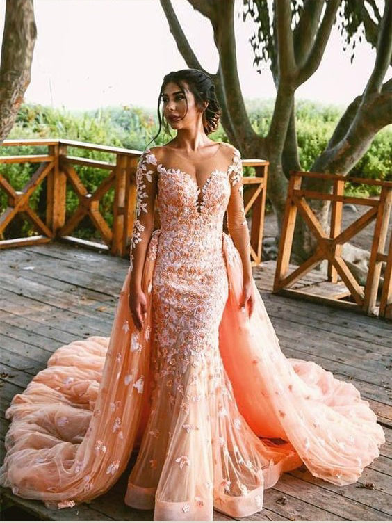 orange sparkly prom dress