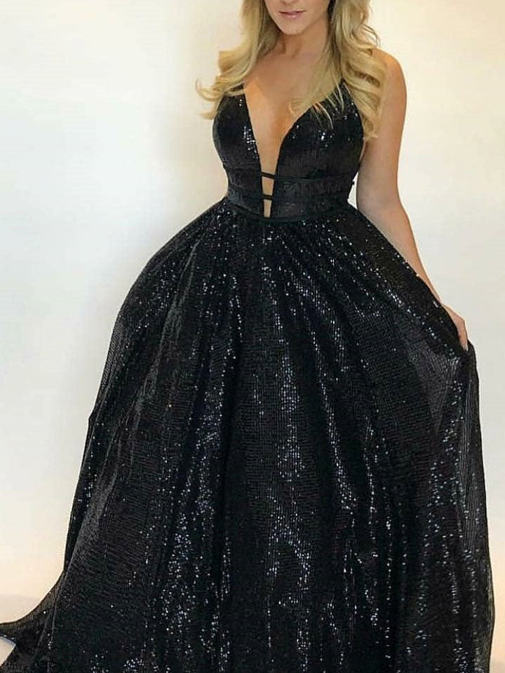 black glitter dress long