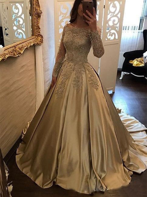 full sleeve long prom dresses