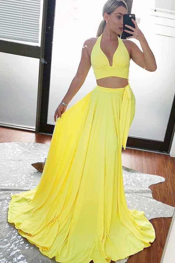 two piece yellow outfit