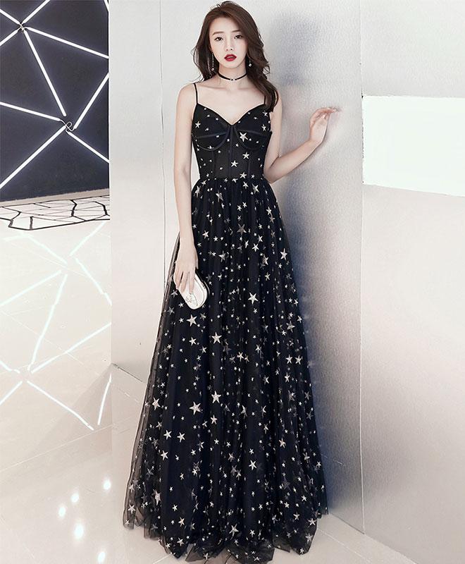 black prom dress with stars
