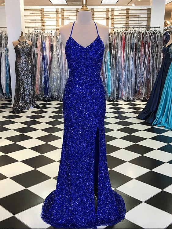 Sparkly Prom Dresses with Slit Sheath 
