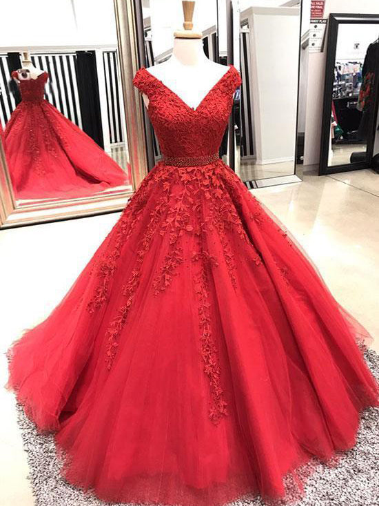 red prom dress with sparkles