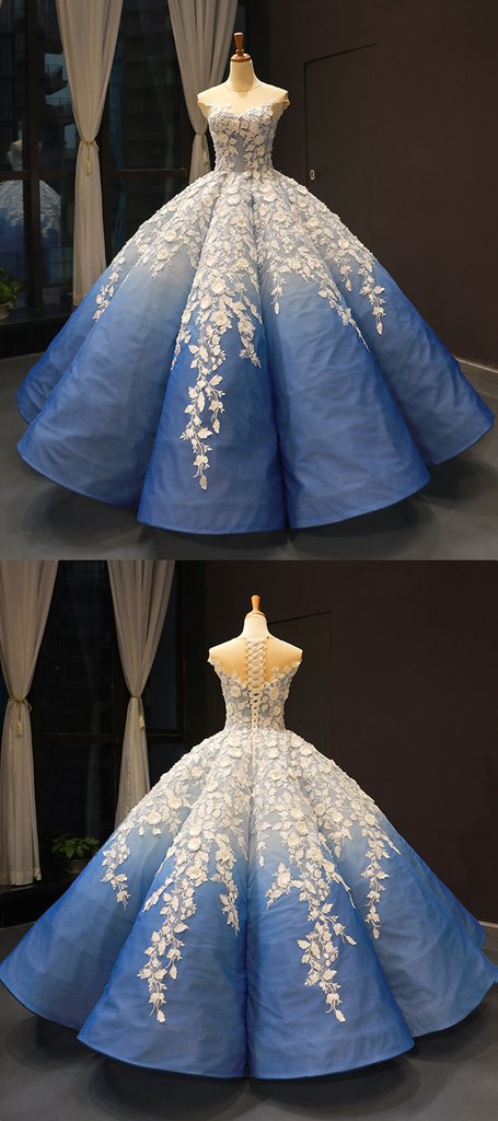 blue ombre ball gown