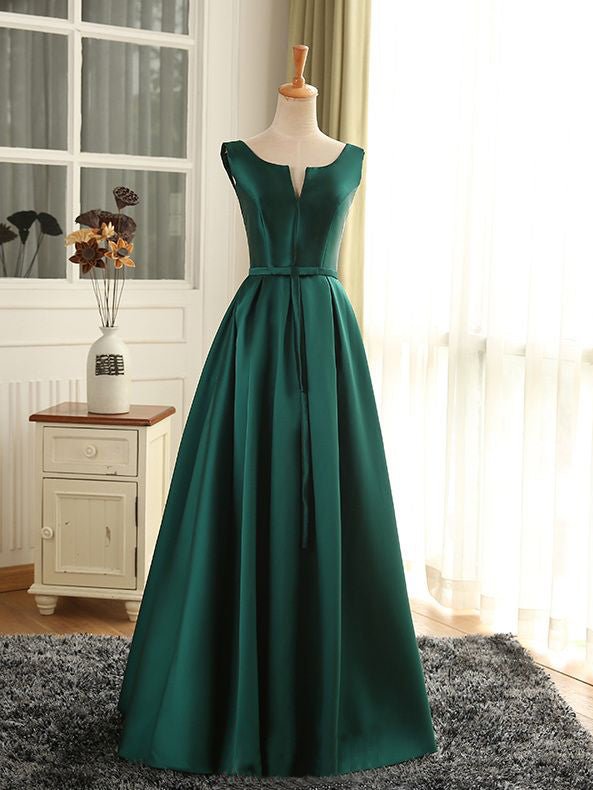 Satin prom dress green