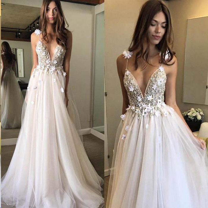 Sexy Prom Dresses Spaghetti Straps A-line Floor-length Chic Prom Dress ...