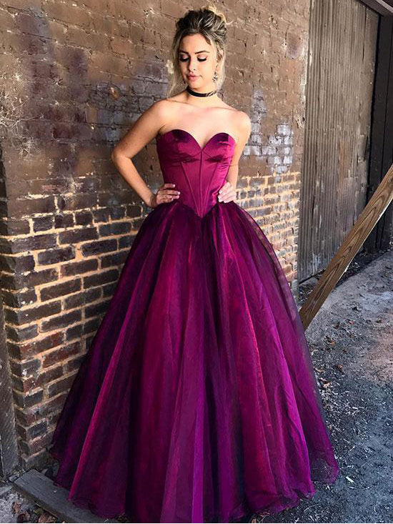 Fuchsia Prom Dresses A Line Floor Length Sweetheart Sexy Prom Dressev Anna Promdress 