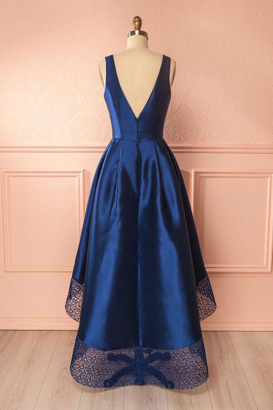 High Low Prom Dresses A Line Royal Blue V Neck Chic Prom Dressevening Anna Promdress 3770