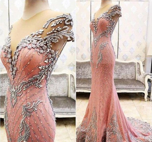 Luxury Prom Dresses Sheath/Column Rhinestone Lace Sexy Prom Dress/Even ...