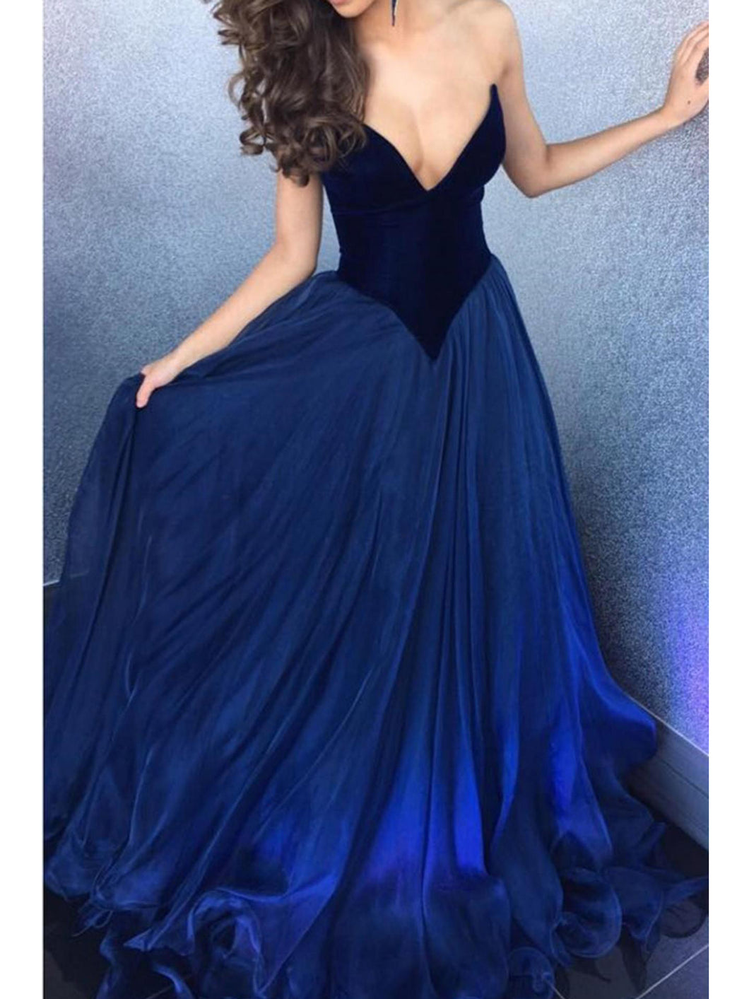 sexy blue velvet dress