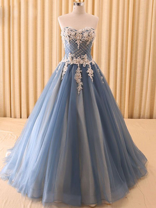 Ball Gown Prom Dresses Sweetheart Floor-length Lace Tulle Beautiful Pr ...