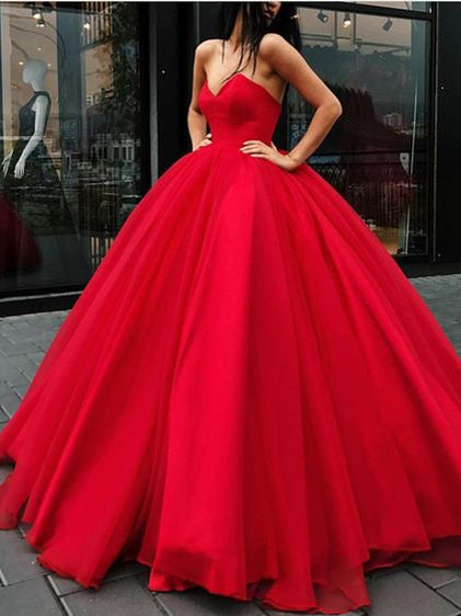 Ball Gown Prom Dresses Floor Length Sweetheart Lace Up Red Sexy Long B Anna Promdress 2092