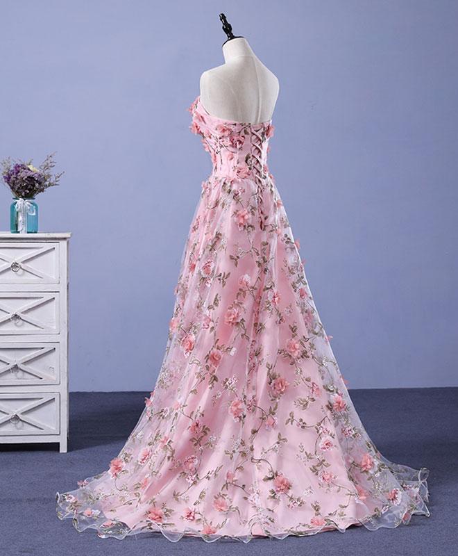 pink floral dress prom